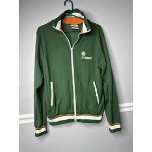 VTG Retro Athletic Zip Up Track Jacket Men's Lg Green St Patricks Day Workout